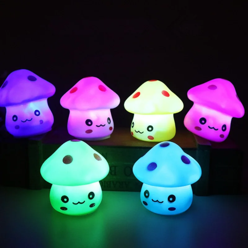 

1 PCS LED Novelty Lamp 7-Color Changing Night Light Romantic Mushroom Light Cute Lamp Decor Creative gifts luminous toys