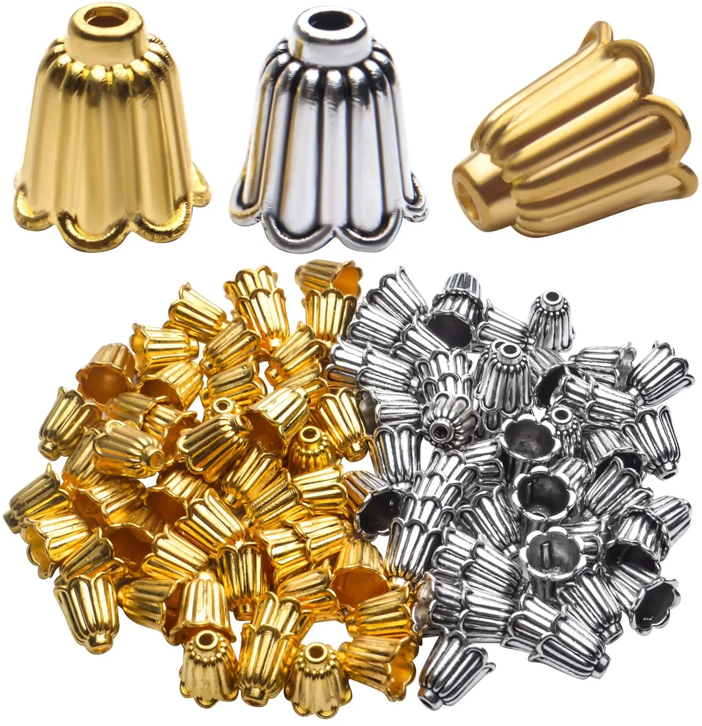 

100 шт., колпачки для бусин в виде цветов