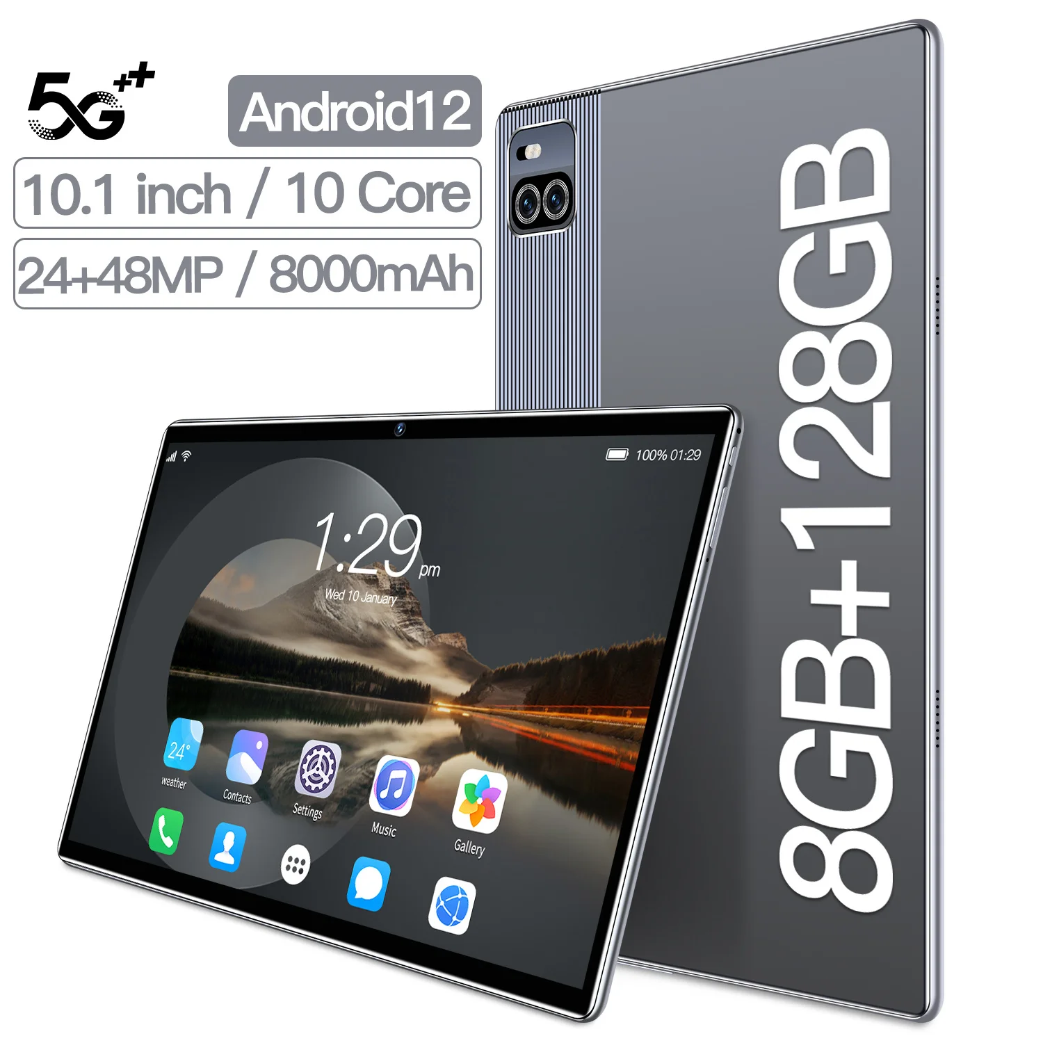 

2022 New 10.1-inch tablet computer New Android 12.0 tablet computer 8GB+168GB+dual card+GPS+FM+wifi+Bluetooth+face recognition