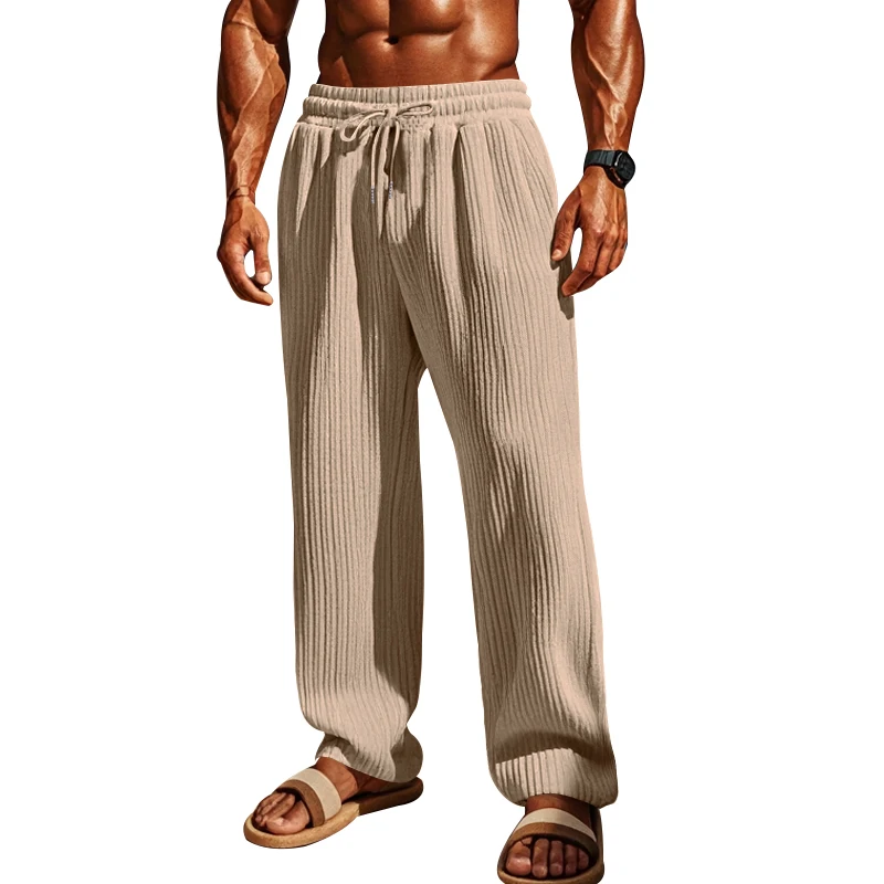 Мужские Бархатные Жаккардовые Повседневные Брюки Свободного Кроя С Поясом На