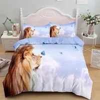 Savannah Lion 3D Bedding Set EU Single Double King US Twin Full Queen King Bed Linen Set