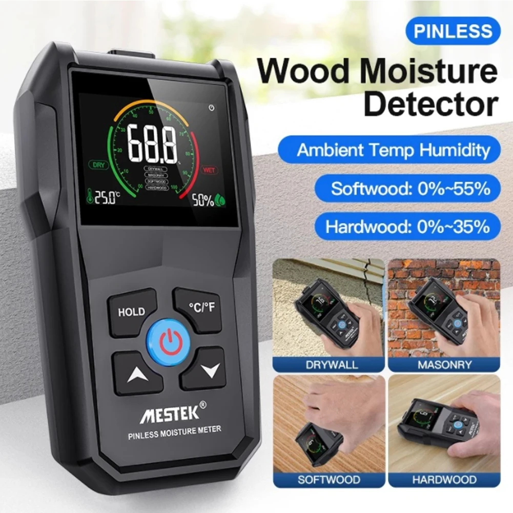 

Moisture Meter For Wood Full Angle Non-contact Temperature Humidity Detection Moisture Sensor Detector for Wood Brick Drywall