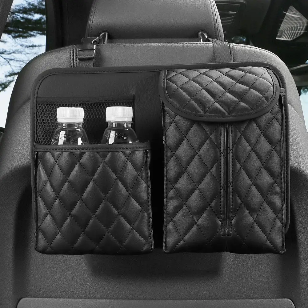 

Car Storage Bag Auto Pu Leather Interior Seat Back Organizer Multi-functional Tissue Holder Pocket Stowing Tidying Hanging Bag