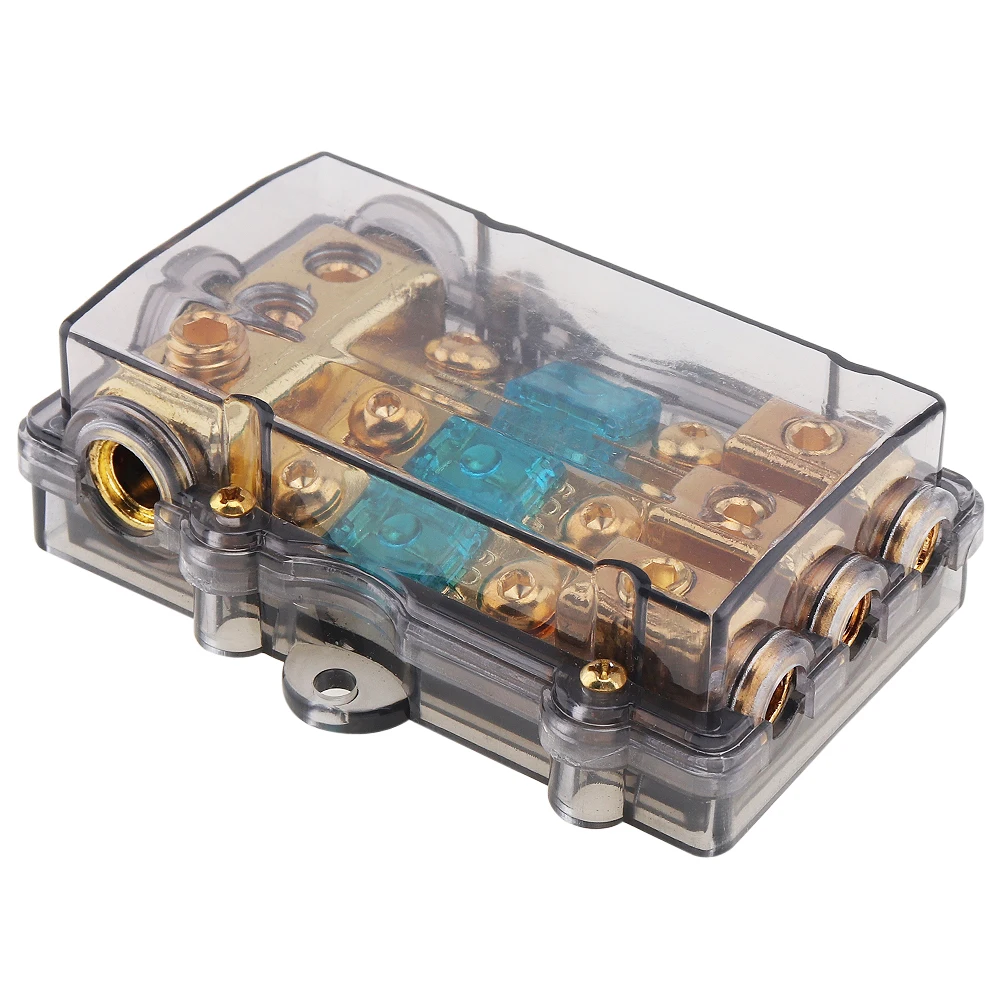 

Universal 1 In 3 Ways Copper Plated Car Stereo Audio Power Fuse Holder for Car Boat and Other Vehicles Audio
