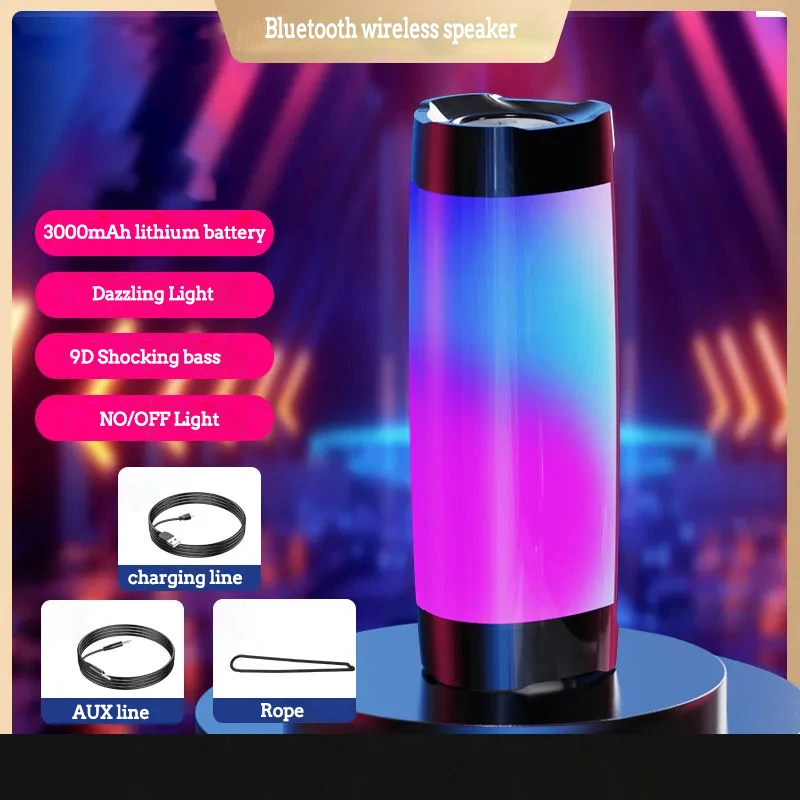 

LED Flashing Light Speaker Portable With Rope Outdoor Loundspeaker 3000mAh Fabric Waterproof Subwoofer Support TF Card FM Radio