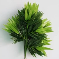 5pcs branches green artificial bamboo leaves silk cloth artificial plants for wedding decoration home office decorative leaves