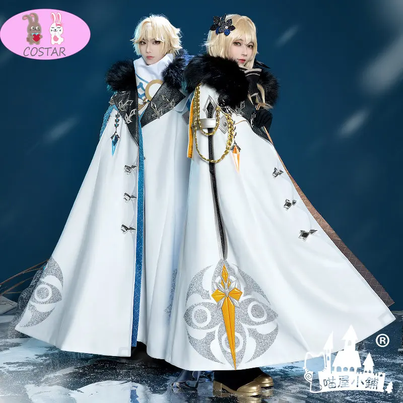 

Game Genshin Impact Traveler Lumine/ Aether Cosplay Costume Fatui Cloak Coat Uniform Halloween Party Outfit Unisex New
