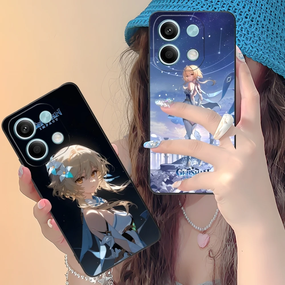 Genshin Impact Lumine Mobile Phone Case for Xiaomi Redmi Note 13 12 11 10 9 8 7 6 S A Pro Lite Plus 5G Black Cover Shell
