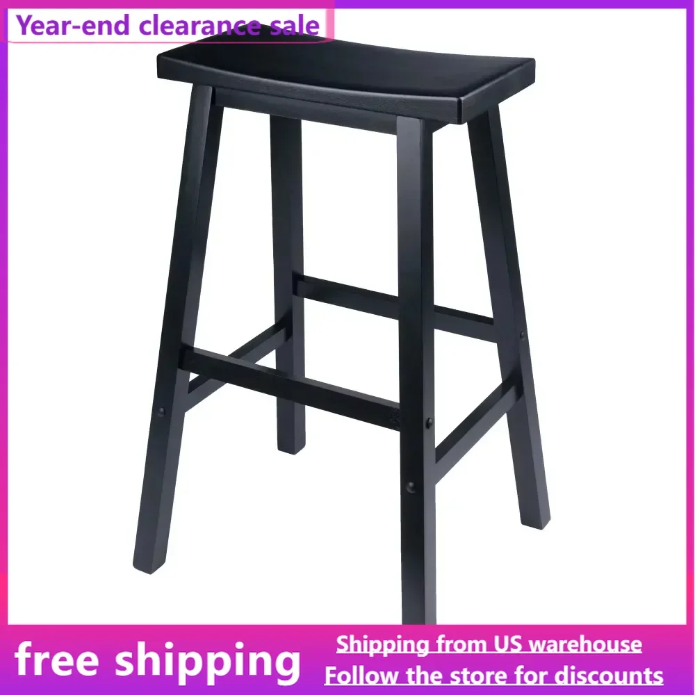

Bar Chair Wood Saddle Seat Bar Stool Black Finish Free Shipping Furniture