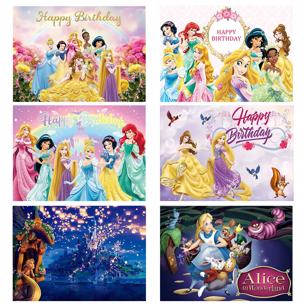 

Студийные фоны из виниловой ткани с изображением Принцессы Диснея для вечеринки в честь Дня Рождения Детские праздничные фоны зондерелия С...