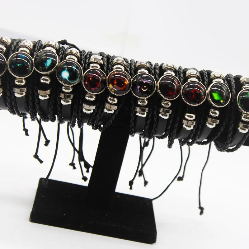 12pcs/Set 12 Constellations Wholesale Item Bulk Mix Lots Luminous Handmade Leather Bracelets Charm Snaps Bangles Fashion Jewelry - купить по
