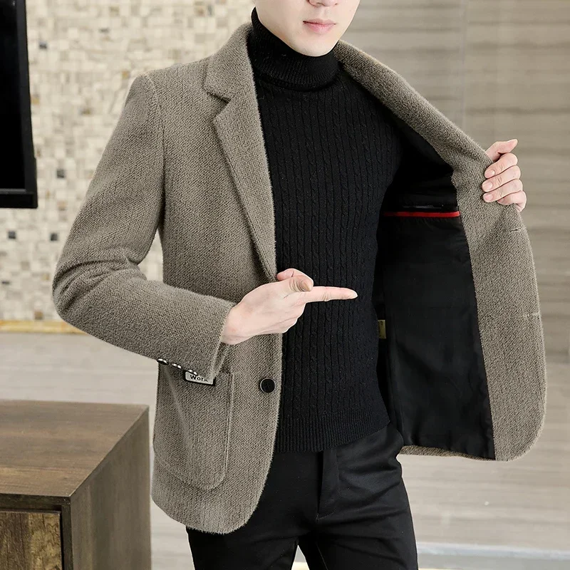 Эксклюзивный Модный деловой мужской узкий Повседневный шерстяной золотистый