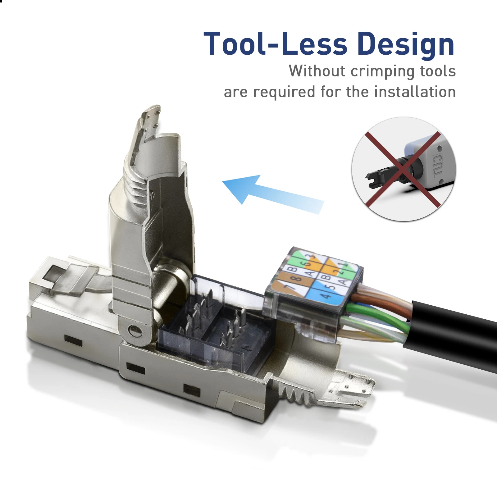 Разъем Ethernet ZoeRax без инструментов RJ45 позолоченный экранированный разъем для Cat6A
