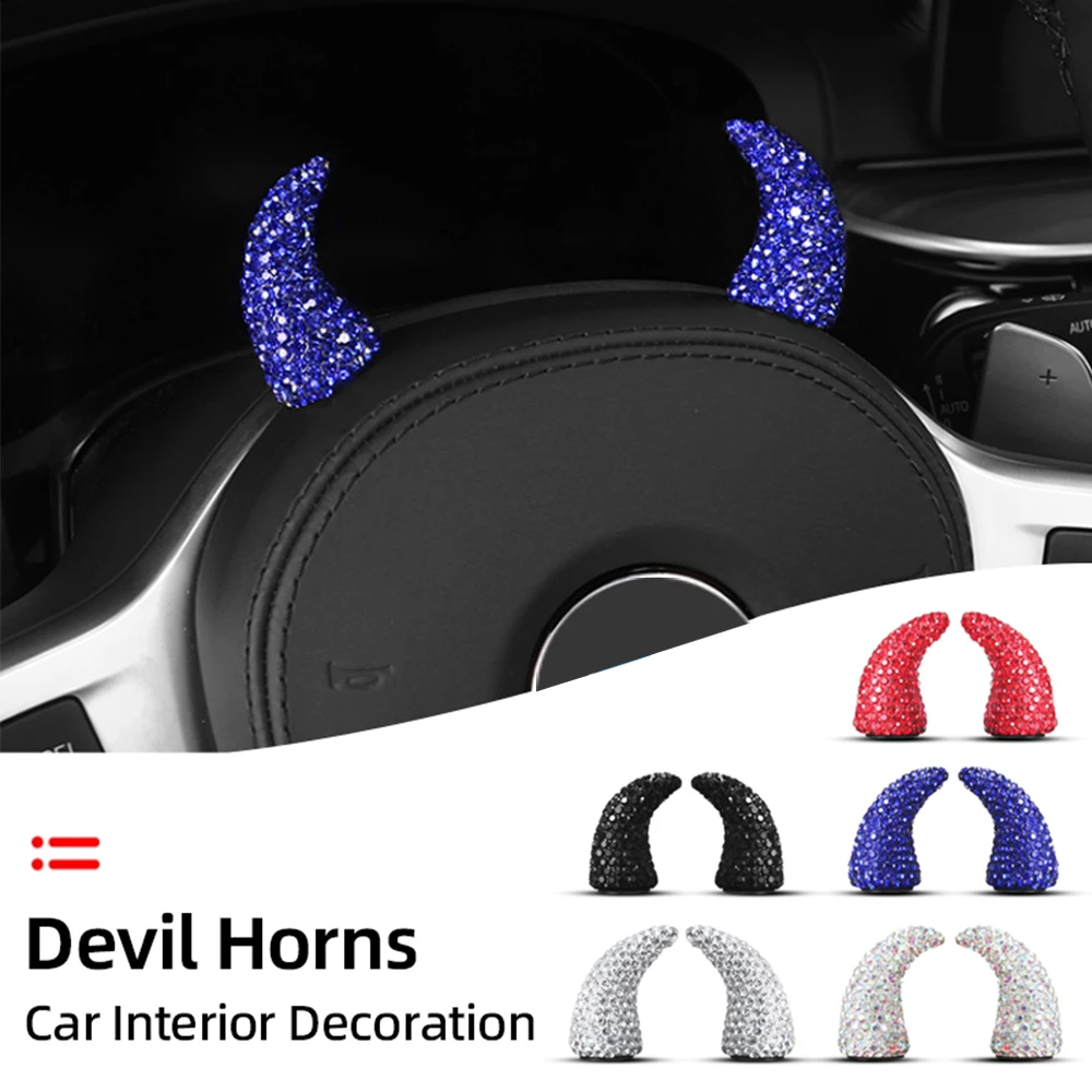 

2Pcs 3D Devil Horn Car Interior Decoration Fashion Trend Stickers Car Accessories Steering Wheel Stickers for Motorcycle Bicycle