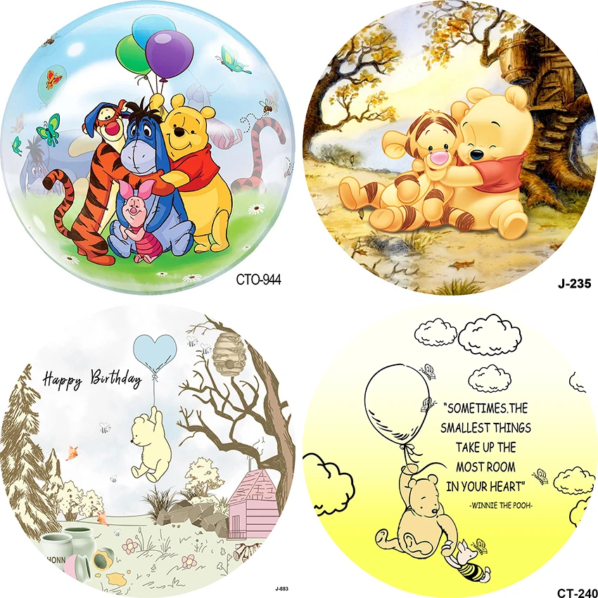 

Round Winnie The Pooh Party Backdrops Wedding Decoration Children's Birthday Photozone Custom Background Decorations Wall