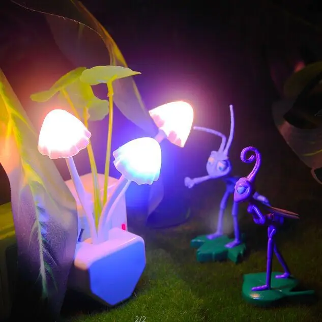 

Novelty Night Light Eu & Us Plug Induction Dream Mushroom Fungus Luminaria Lamp 220v 3 Led Mushroom Lamp Led Night Lights
