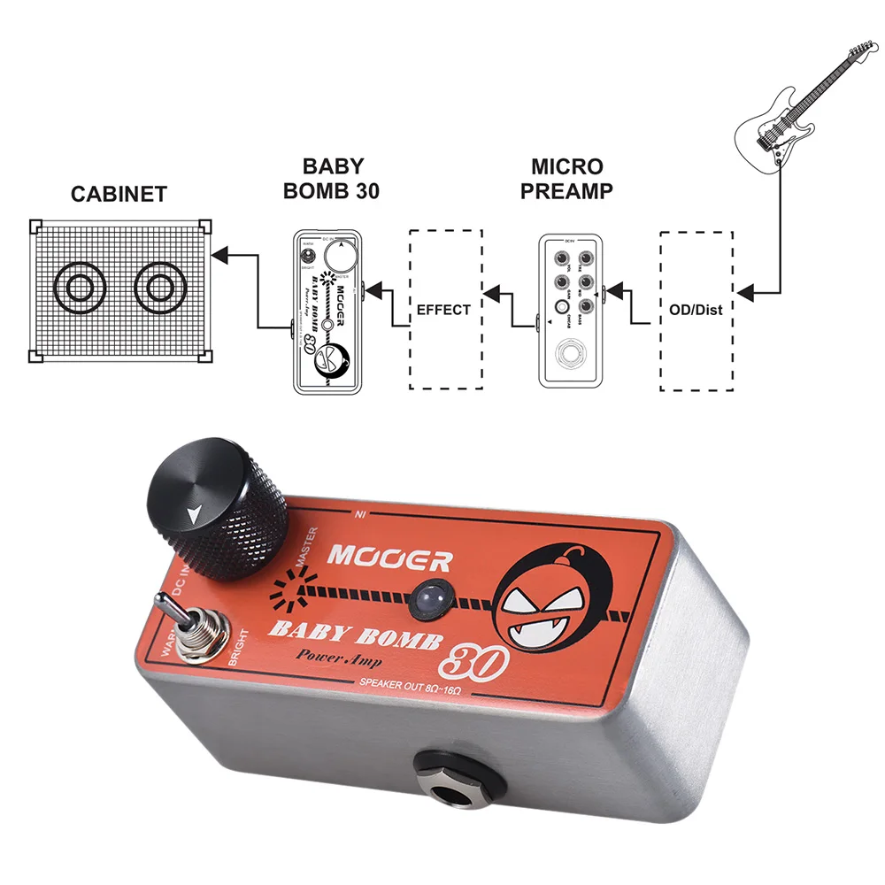 Mooer Baby bom30 цифровая педаль для гитары микро усилитель мощности Overdrive эффектор