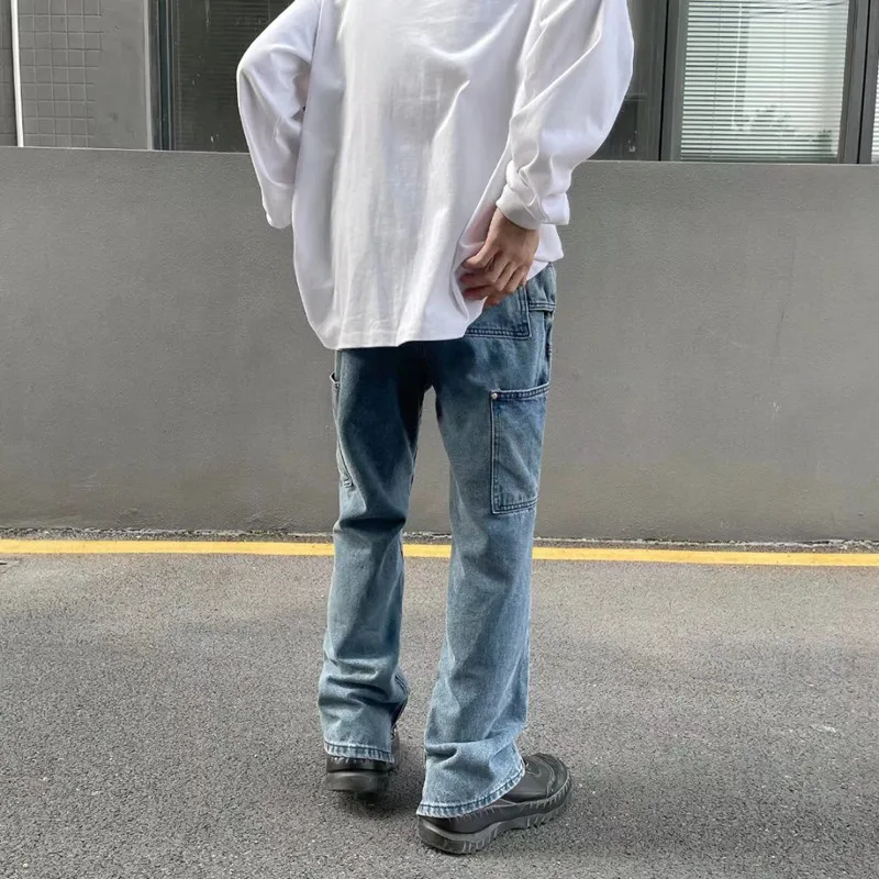 2022 New Arrivals Pocket Ankle Zipper Vintage Men Baggy Jeans Trousers Hip Hop Straight Casual Women Denim Pants Pantaloni Uomo