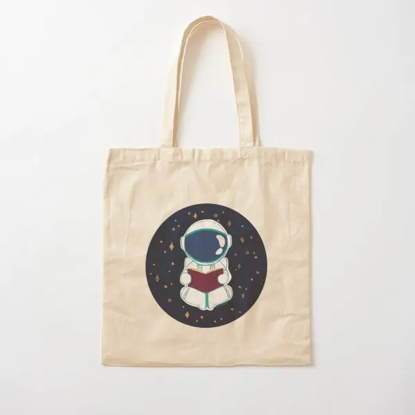 

Adorable Space Woman Astronaut Reading Canvas Bag Travel Fabric Casual Reusable Women Grocery Ladies Shopper Shoulder Bag