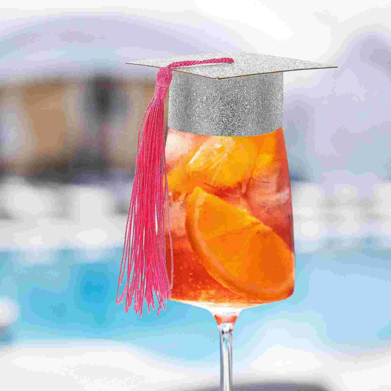 

10pcs Mini Graduation Cap Goblet Cover Doctoral Hats Goblet Cup Cover
