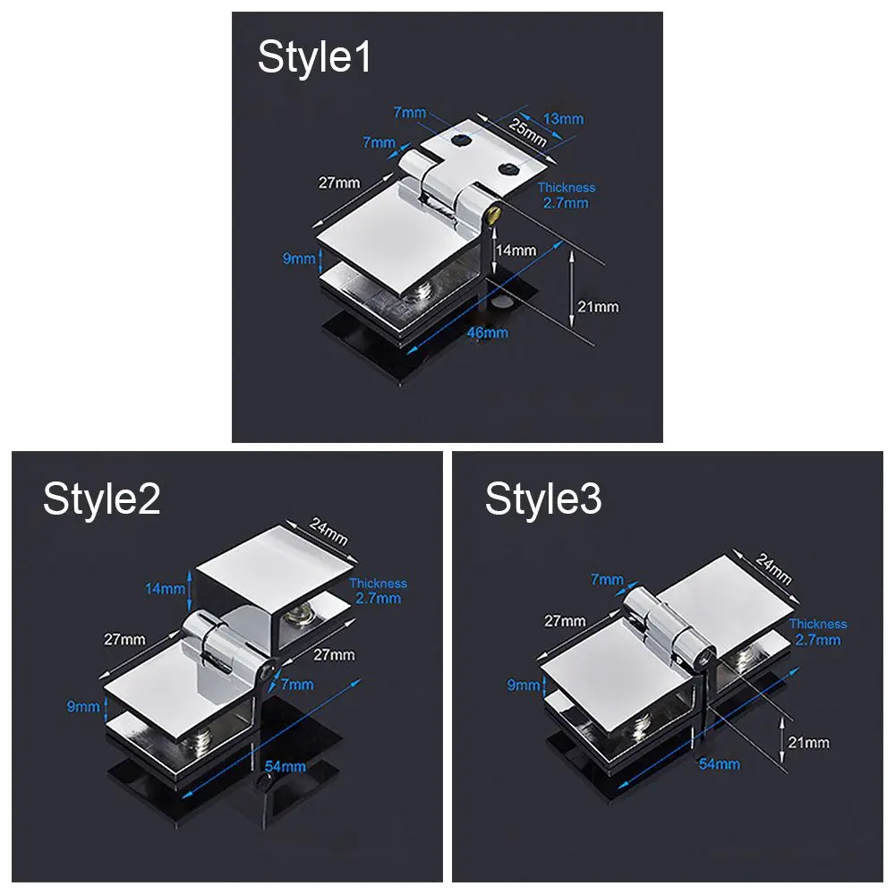 Двусторонний зажим 90 180 градусов простой в установке стеклянный Цинковый