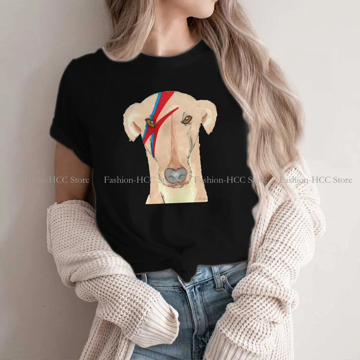 Ziggy Stardog Round Collar Polyester TShirt Greyhounds Dog Basic T Shirt Women Clothes Individuality