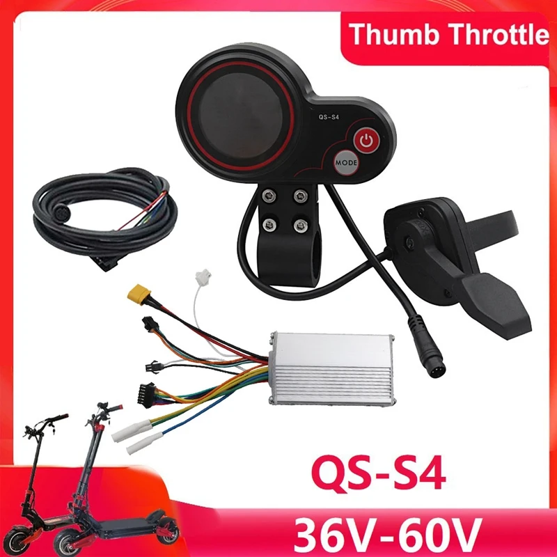 

NEW-36V-60V QS-S4 Thumb Throttle LCD Display Kit+48V 800W Controller for Zero 8 9 10 8X 10X Electric Scooter 6PIN