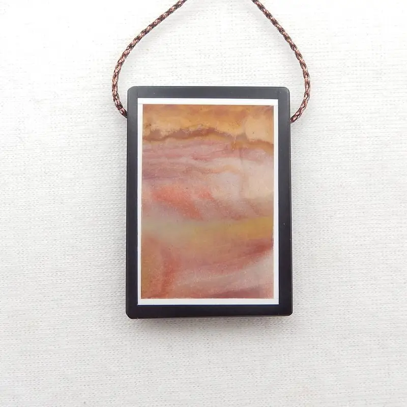 

Natural Stone Mookite Jasper,Obsidian Pendant Bead 38x27x6mm 15g Semiprecious Jewelry Necklace Accessories