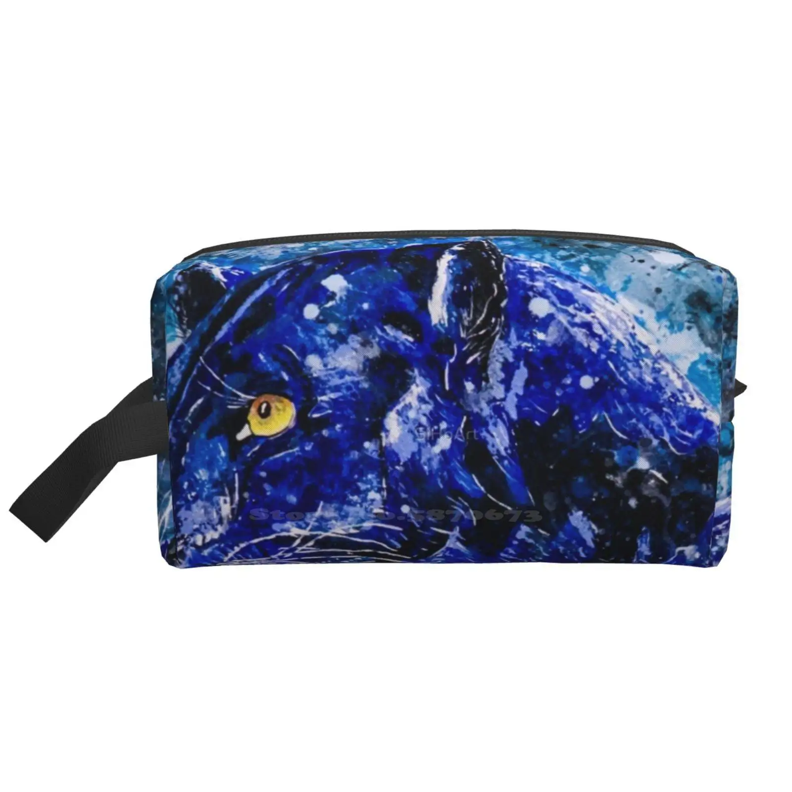 

Дорожная сумка для хранения с черной пантерой, портативные цифровые мешки для ручек на молнии с изображением животных, пантеры, артистика, г...