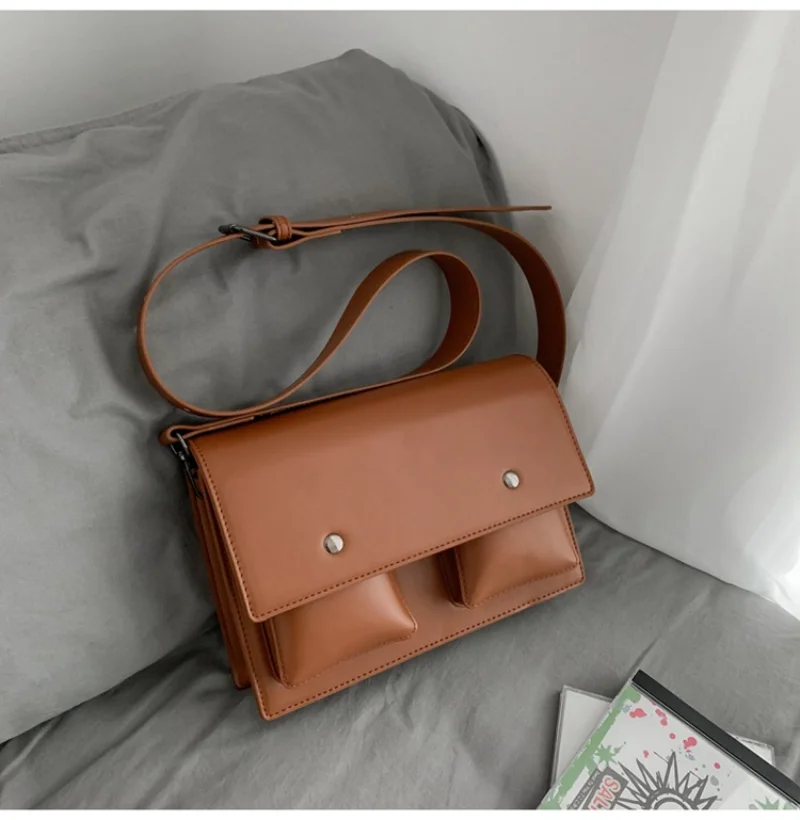 

New Retro Small Square Bag Messenger Crossbody Bag Casual Single Shoulder Bag Korean Version of The Solid Color Small Satchel