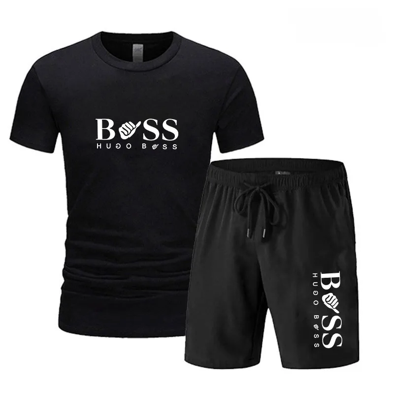 

Summer New Leisure Men's Sports Suit Short Sleeved T-Shirt + Sports Shorts Sets S-4XL Men's Sportswear Men Joggers Suit Sets