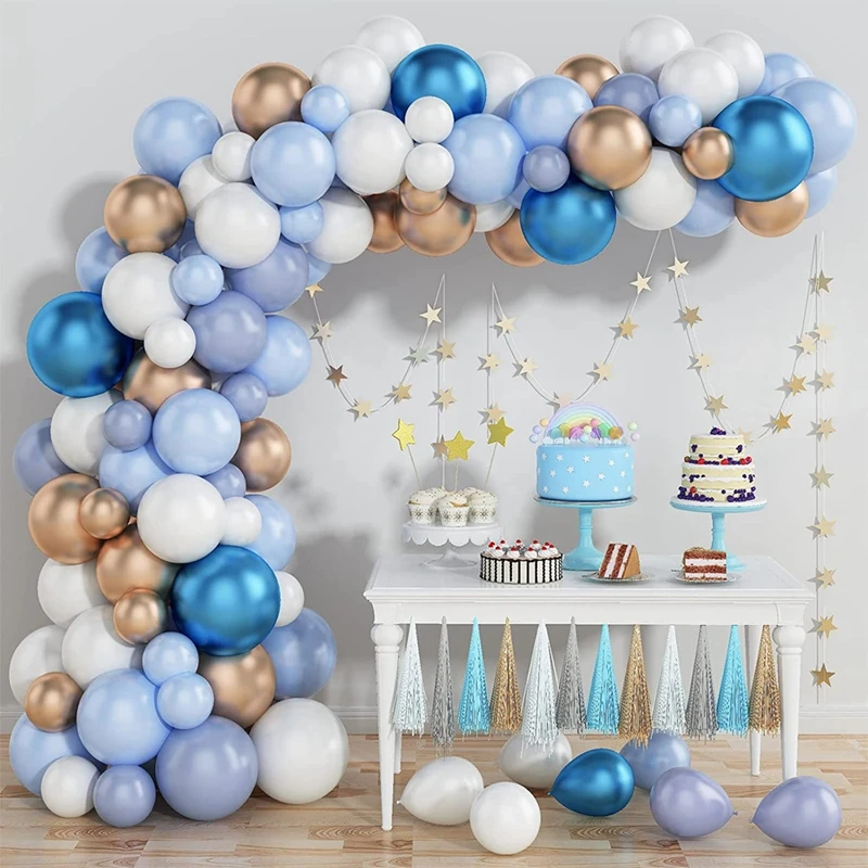 Kit de arco de guirnalda de globos de macarrón azul, decoración para fiesta de cumpleaños, Baby Shower, aniversario, suministros de decoración de boda