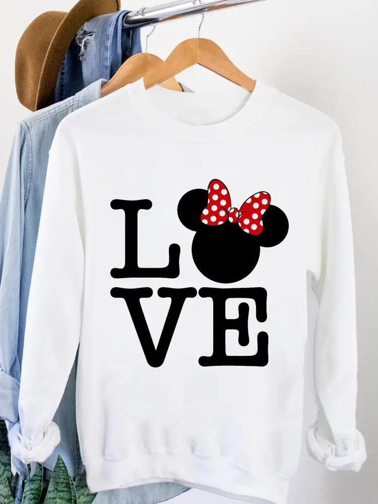 

Женский пуловер с принтом Микки Мауса Love Sweet, праздничный свитшот с графическим принтом в стиле 90-х, модная одежда