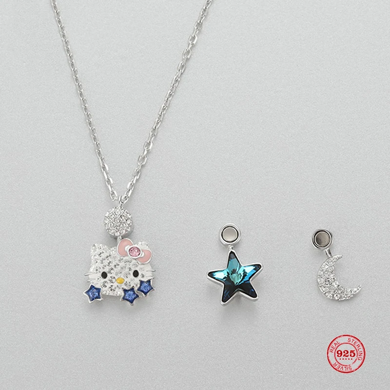 

2020 Fashion Charm Pure 925 Silver Original 1:1 Copy, Cute Pineapple Kity Clavicle Chain Necklace Female Luxury Jewelry Gifts