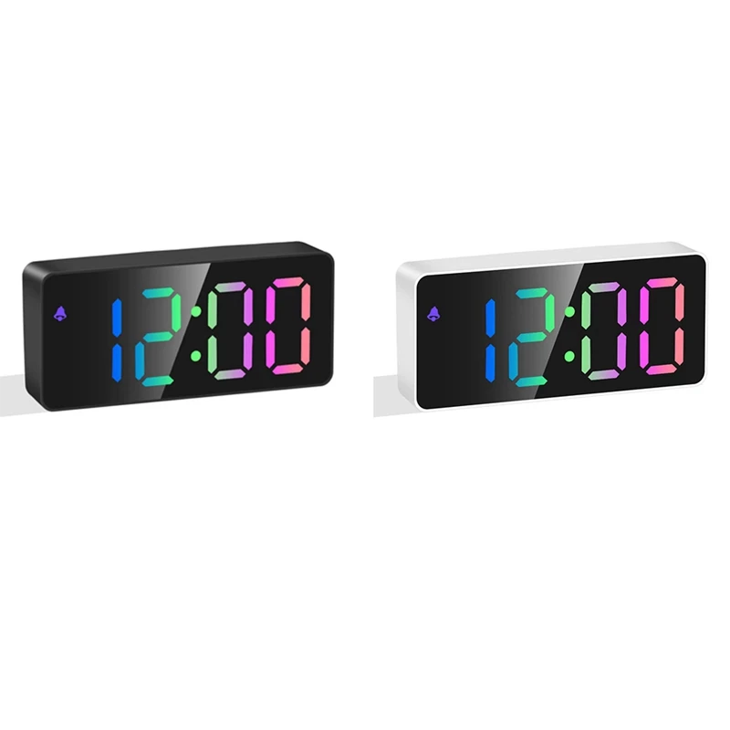 Rainbow Colored LED Digital Alarm Clock, Easy Operation, Out