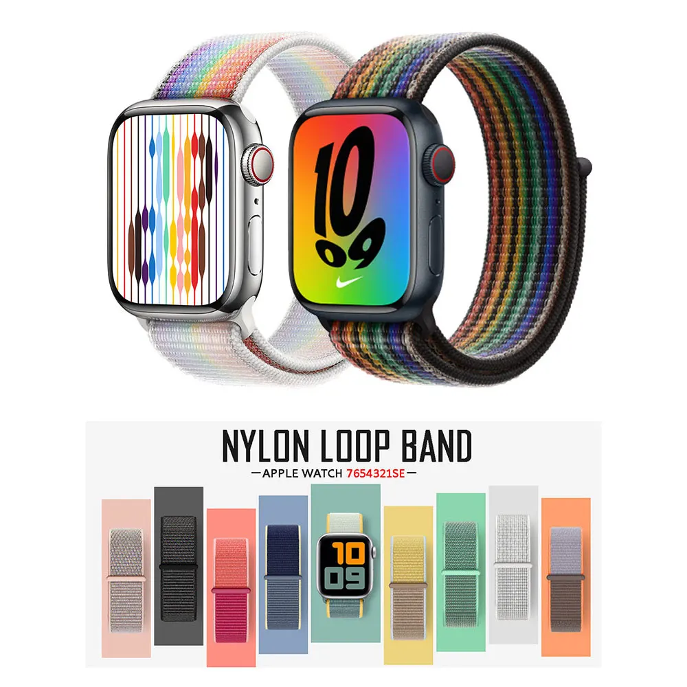 Ремешок нейлоновый для Apple Watch 7 band браслет смарт-часов iWatch Series 5 4 SE 6 44 мм 40 45 41 42 38 |