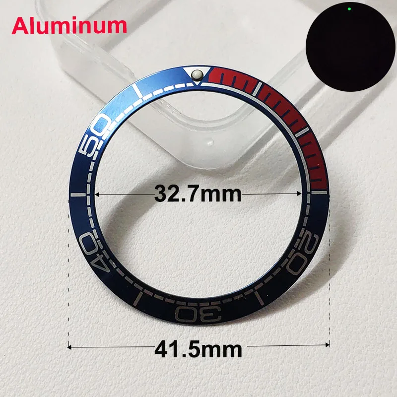 Sloping Aluminum Bezel Insert 41.5mm Or 41.8mm Fits OMG Sea Watches master Series Parts Replacement Watch Aluminum Ring Luminous