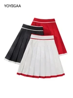 42cm summer woman skirts high waist a line women pleated skirt sweet ladies girls dance skirts preppy black female mini skirt