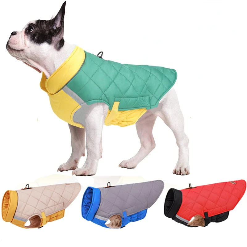 

Waterproof Big Dog Clothes Winter Warm Large Dog Coat Jacket Reflective Vest Clothing For Medium Large Dogs French Bulldog M-XL