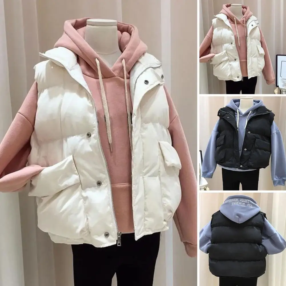 

Однобортный пуховой жилет, уютный женский зимний пуховой жилет с лацканами, мягкий теплый стильный устойчивый к холоду пуховик для женщин