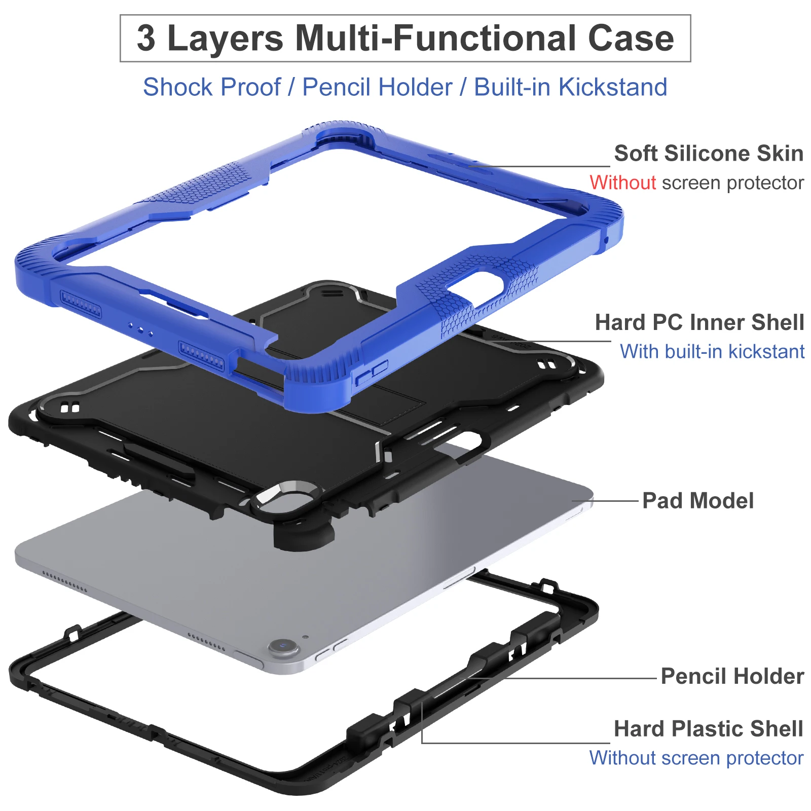 Фото Чехол для планшета iPad Air 5 Air 6 A16 11th Pro 11 Air 13 Armor Stand Противоударный для iPad 10.5 10.2 9th 8th 6th 9.7 Mini 7 6 №4