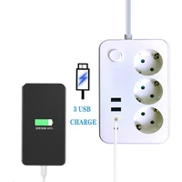 eu power socket with 3 usb charging port rus spain 2 round pin eu plug 1 8m extension cable kitchen table electrical eu socket