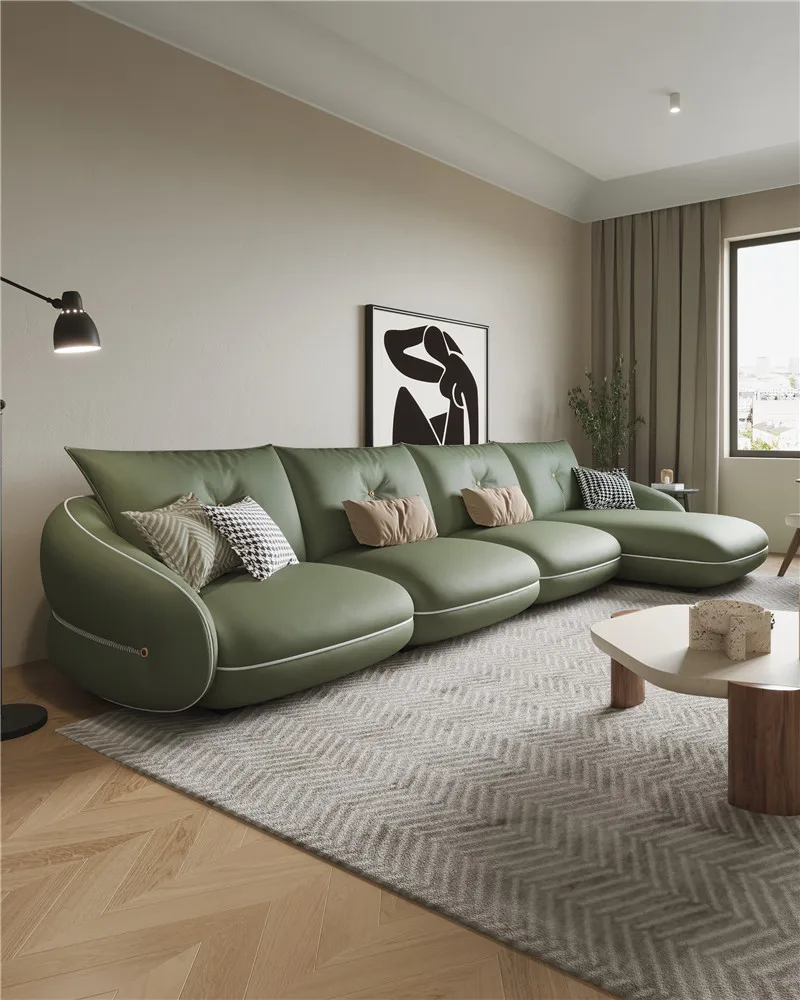 

Итальянский светсветильник роскошный кожаный диван-накидка из воловьей кожи для гостиной маленькой квартиры современный простой кожаный диван-наложница