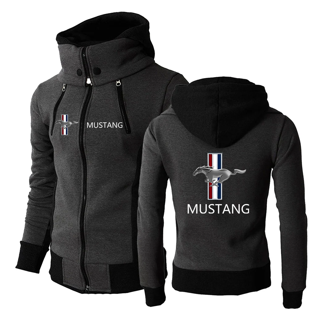 

New Ford Mustang 2023 Men's Spring and Autumn Chest Zipper Hoodie High-quality Three-color Style Causal Comfortable Sweater