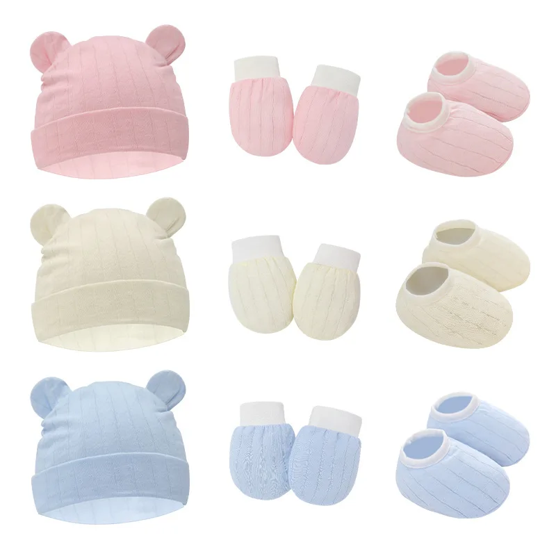 

Newborn Hats Anti-Scratch Glove Mesh Thin Baby Cap Pure Cotton Soft Cartoon 0-6 Months Children Accessories