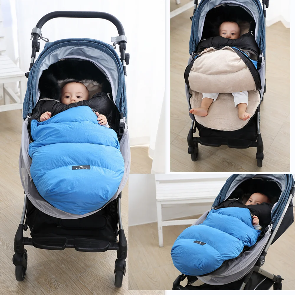 kid Stroller Sleeping Bag Newborn Sleeping Bag Thicken Winter Baby Multifunction Flannel Swaddle Footmuff Kid Sleepsack with fur