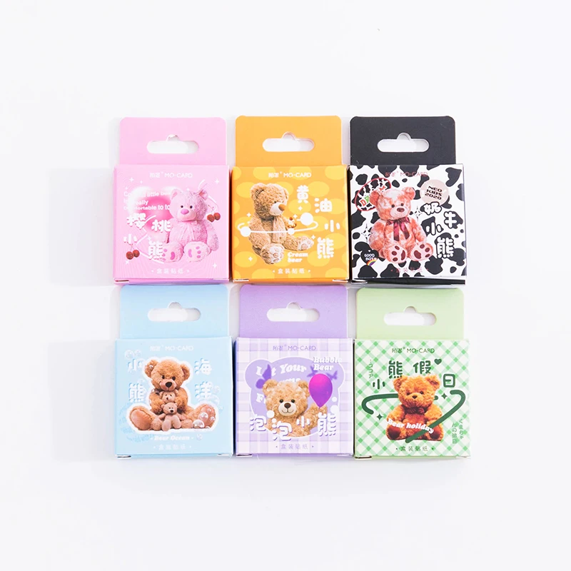 

45Pcs Mini Box stickers Material literary Cartoon Bear pink branch Scrapbooking Hand Account Base painting Diary 4CM