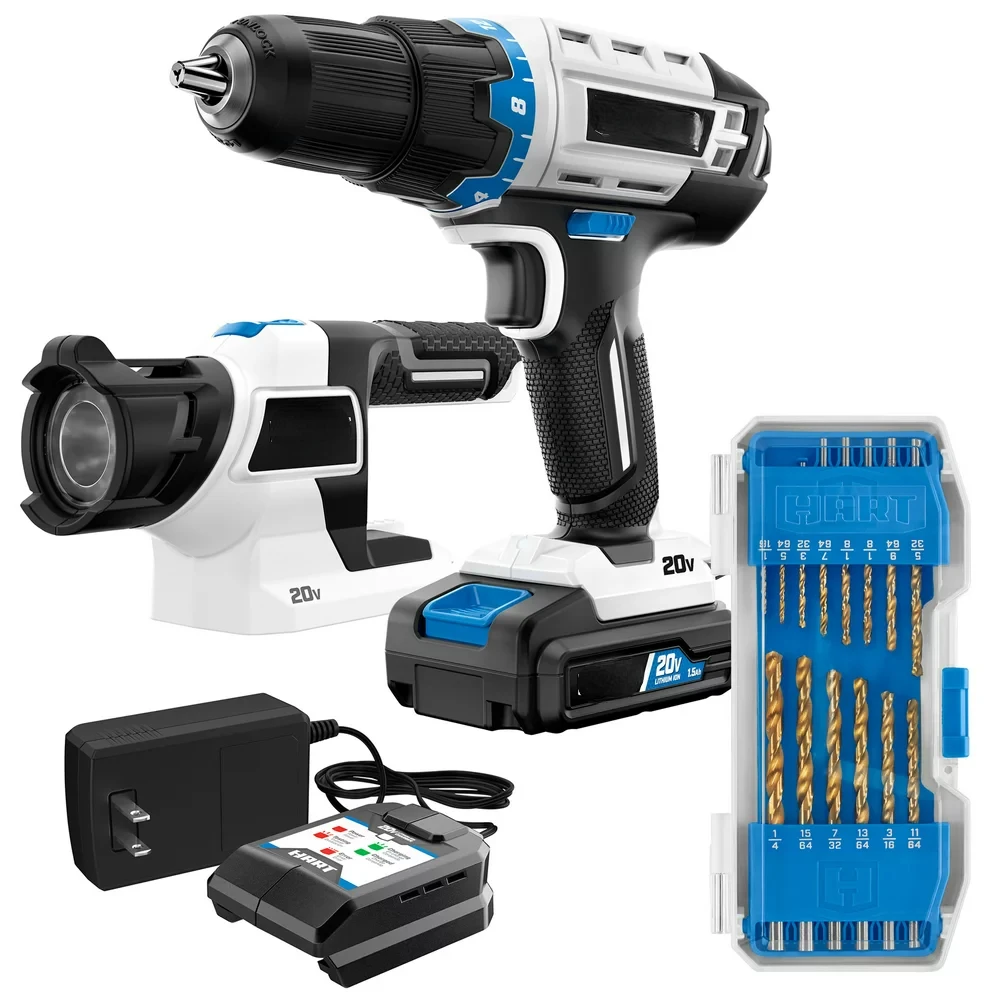

20-Volt Cordless 1/2-inch Drill and LED Light Kit with 14-Piece Accessory Kit (1) 1.5Ah Lithium-Ion Battery car accessories car