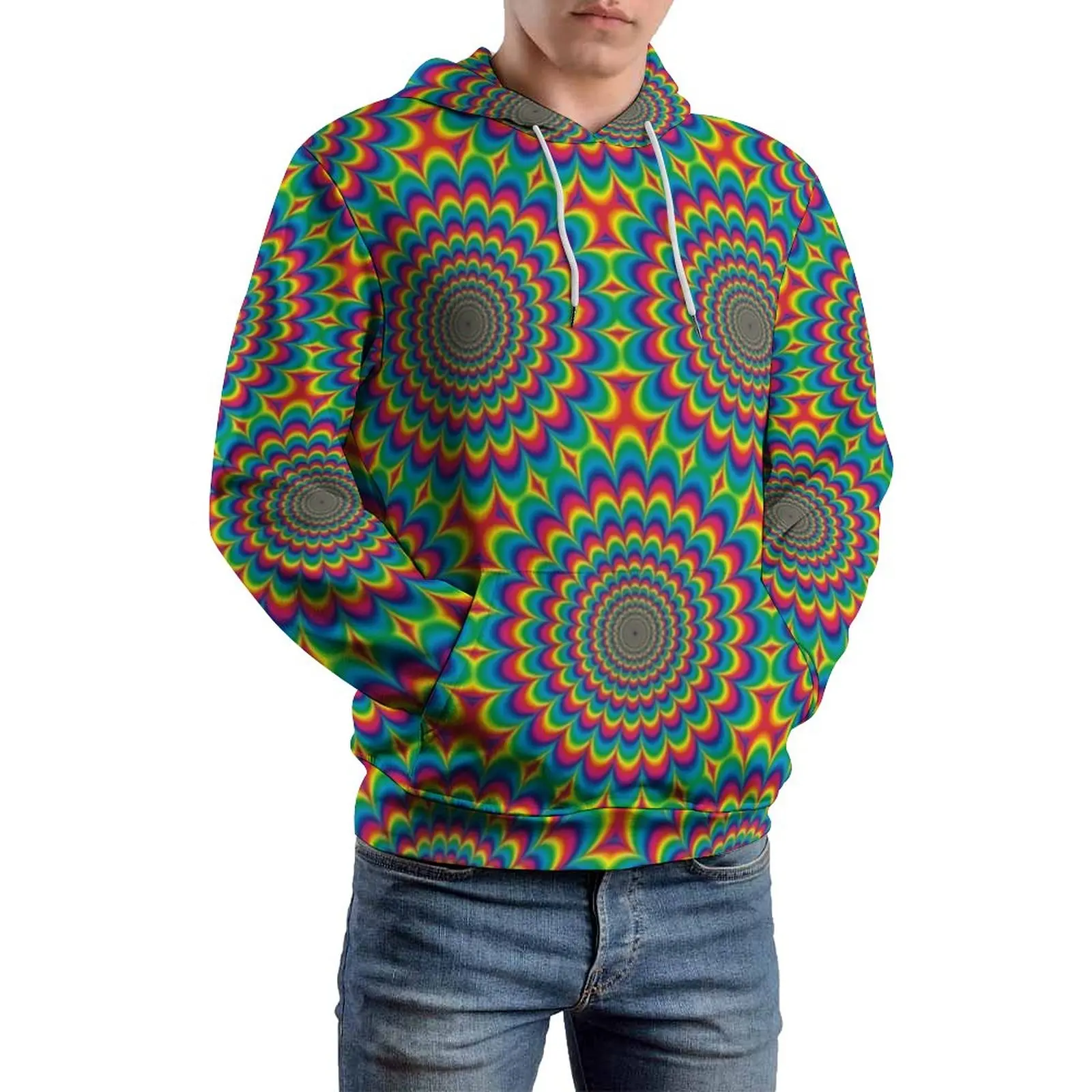 

Psychedelic Sixties Casual Hoodies Couple Hippie Style Aesthetic Hooded Sweatshirts Spring Long Sleeve Loose Oversized Hoodie