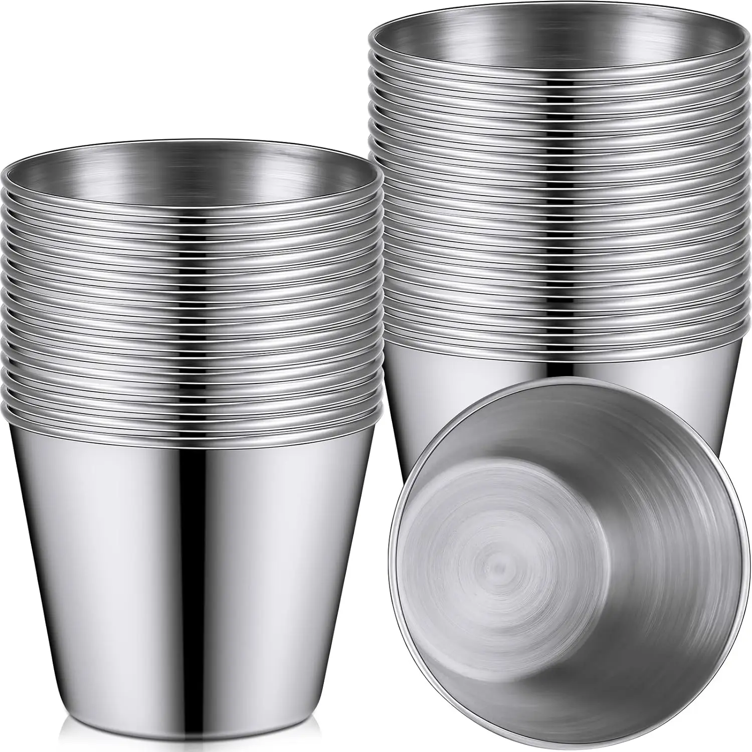 

Pieces 1.5 oz Dipping Sauce Cups Stainless Steel Condiment Cups Individual Round Ramekin Set Small Metal Portion Cups for Kitche